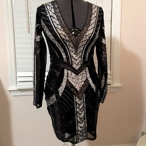 Silver and black sequin party dress!